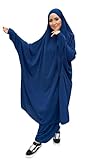 Ensemble Jilbab deux pièces composé d'une cape longue et d'un sarouel à la taille élastique . Coupe large et ample qui dissimule parfaitement les formes de la femme musulmane . Ce jilbab sera parfait pour la prière du vendredi pour le taraweeh , pour la Omra , le hajj ou pour prier à la maison . Tissu fluide et léger en microfibre Plusieurs coloris disponible Taille unique convient du 36 au 52 aisément Poignets resserrées par un élastique Large choix de couleurs Découvrez également notre gamme de jilbab une pièce et nos jilbab deux pièces Le mannequin mesure 1m70 Longueur pantalon 110cm
