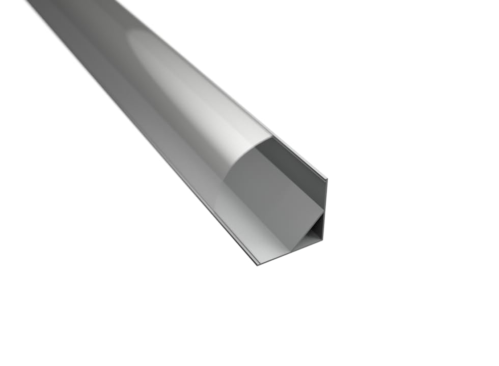 PROFILI IN ALLUMINIO 45° LP2020 IN BARRE DA 2 MT PER STRISCE A LED CON COVER TRASPARENTE IN PLEXIGAS CON TAPPI E GANCI DI MONTAGGIO INCLUSI (3)