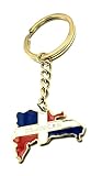 SNS Components Llavero de metal esmaltado con bandera de país dorado y el Caribe de República Dominicana, multicolor, Talla única