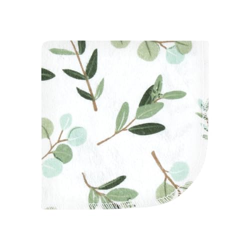 Image of Hudson Baby Unisex Baby Flannel Cotton Poly Washcloths, Eucalyptus 10Pk, One Size
