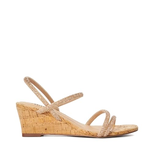 Image of Dune London Ladies KALIA Embellished Studded Strap Cork Wedge Sandals Size UK 4 Wedges