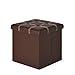 FAJZF Skórzane składane siedzisko na klatkę piersiową podnóżek do przechowywania, kwadratowy stołek do przechowywania rozmiar 38 x 38 x 38 cm, brązowy