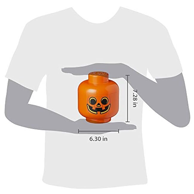 Room Copenhagen, LEGO Storage Heads Stackable Storage Container - Buildable Organizational Bins for Kid¡¯s Toys and Accessories - 6.30 x 6.30 x 7.28in - Small, Pumpkin, Holds 250 Bricks