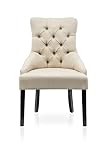 Furniture of America Dena Flax Fabric Accent Chair, Ivory, Set of 2