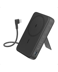 Anker Zolo magnetische Powerbank, 10K kabelloses Ladegerät, 30W Max. Schnellladen, integriertes USB-C Kabel & Ständer, für iPhone 17/16/15 Serie, AirPods etc.