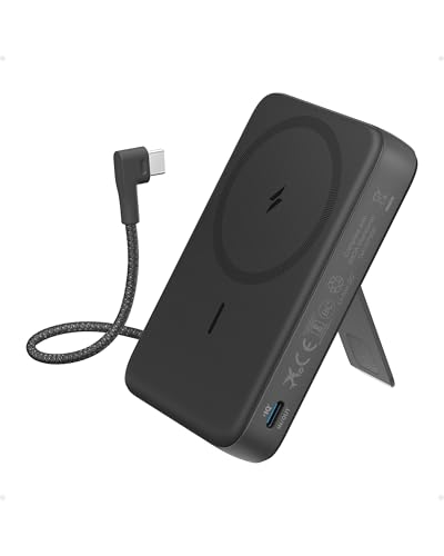 Anker Zolo magnetische Powerbank, 10K kabelloses Ladegerät, 30W Max. Schnellladen, integriertes USB-C Kabel & Ständer, f...