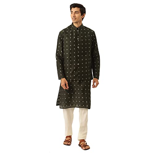 Image of SOJANYA (Since 1958 Men's Pure Cotton Sequined Embroidred Kurta - Perfect for Festivals & Functions