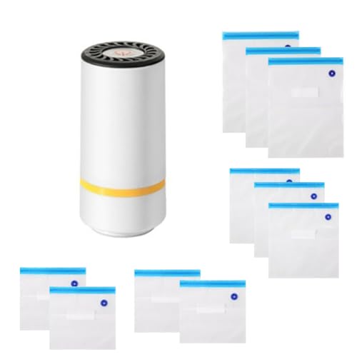 Luobannm Mini Sellador Al Vacío Portátil Recargable por USB. Incluye 10 Bolsas Reutilizables. Ideal para Cocina, Barbacoa y Viajes.
