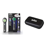 Braun No touch + touch Thermometer mit Age Precision schwarz, BNT400 & Braun Protective Aufbewahrungstasche für ThermoScan Ohrthermometer