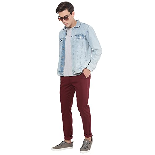 Image of Arvind Men Red Wine Modern Fit Chinos