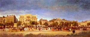 Peinture à l'huile Boulevard du Temple pour décoration salon chic 1862