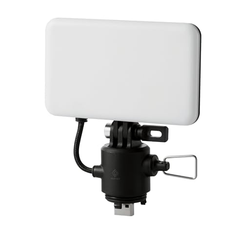 ELECOM NESTOUT Outdoor Camping LED Panel Flashlight w/Mini Tripod, Dimmable USB Powered LED Light, IP44 Water Dust Resistant, 30-1000 Lumen, Portable Lantern for NESTOUT Power Bank, Black (Flash-1)