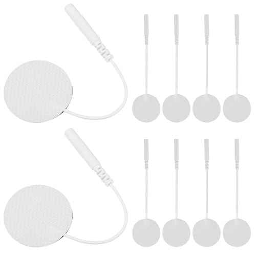 Zerodeko 10 Almohadillas Autoadhesivas de Corporal Redondas para Electroestimulador Gel de Agua y Tela No Tejida de Color Claro para Relajación y Alivio Muscular