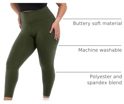 Image of SINOPHANT Plus Size Leggings for Women, High Waisted Tummy Control Buttery Super Soft Black Yoga Pants for Workout Running