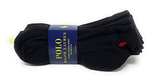Ralph Lauren Polo Classic Sport 6 Pack half Cushioned sole Men's Socks (Black with Red Horse)2