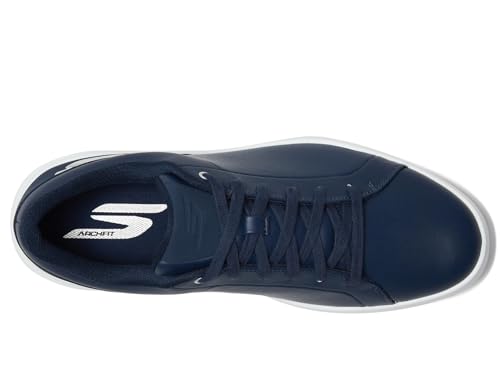 Skechers Drive 6 Arch Tênis masculino de couro com ajuste relaxado Spikeless Golf, Azul marino, 43