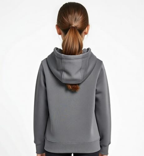 Image of Solid Cotton Fleece Girls Hooded Neck Sweatshirt with Kangaroo Pocket
