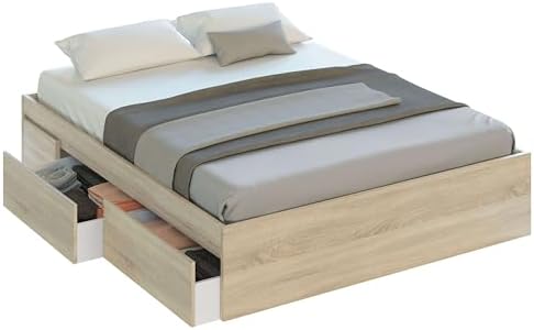 Miroytengo Cama de Matrimonio con 4 cajones Estilo Nórdico Color ...