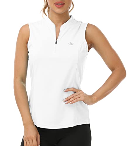 Women's Sleeveless Tennis Shirt Golf Shirts for Women Quick Dry Pickleball Shirts UPF 50+ Sportswear T-Shirts with Zipper