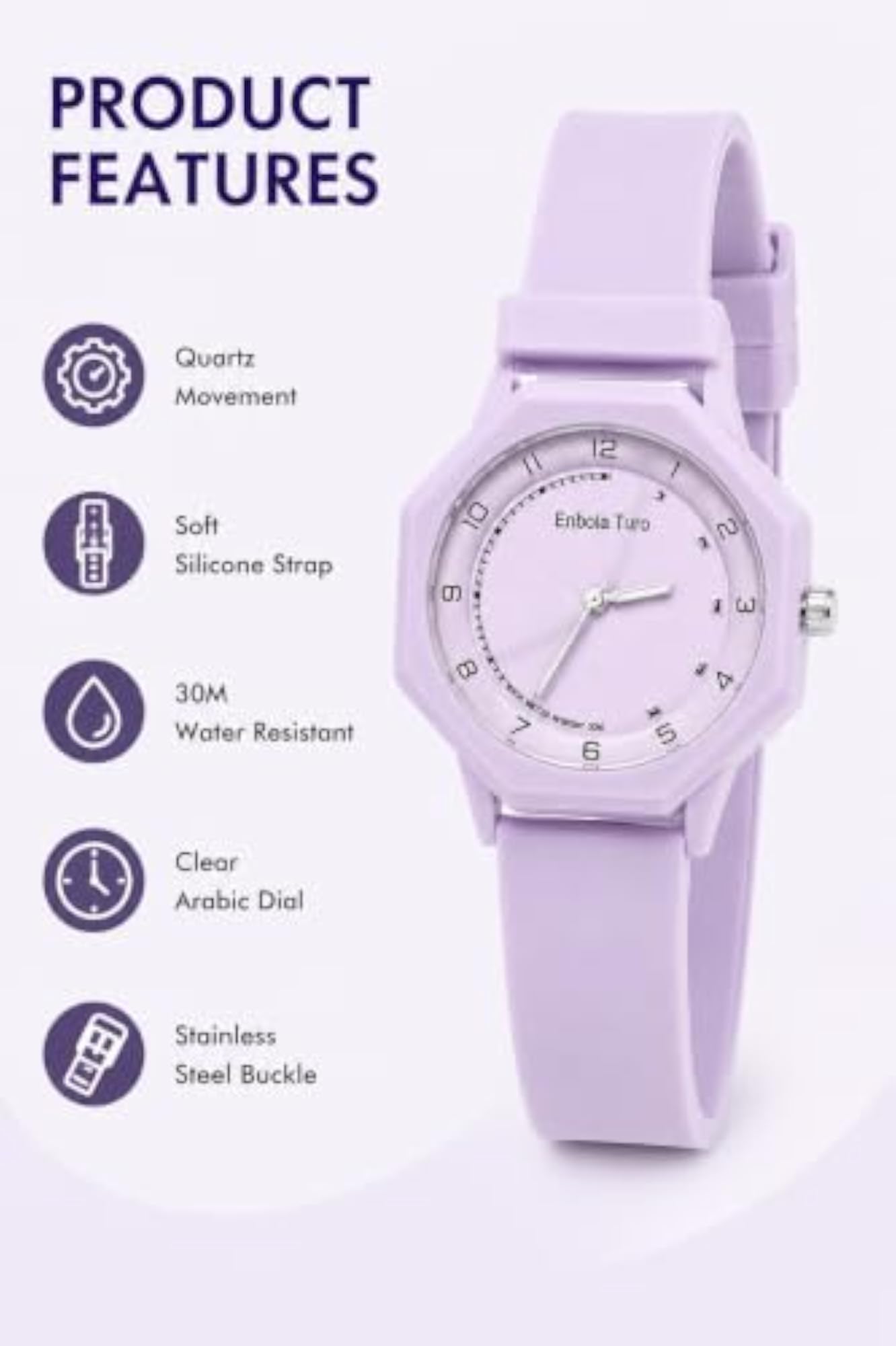 Women's Lavender Analog Quartz Wrist Watch with Silicone Strap