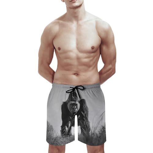 Mens Shorts Gorilla in The Grass Men Swim Trunks Quick-Dry Beach Shorts with Drawstring Pocket Bathing Suit3