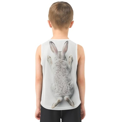 Boys Tank Top Shirts Gray Rabbit Funny Bunny Sleeveless T-Shirts Crew Neck for Kids Clothing Children3