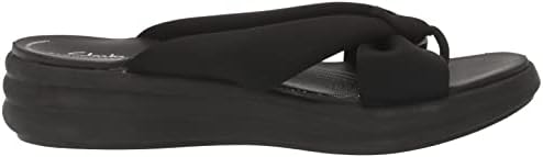 Clarks Women's Drift Ave Flat Sandal, Black/Black Textile, 8.5 | Image 5