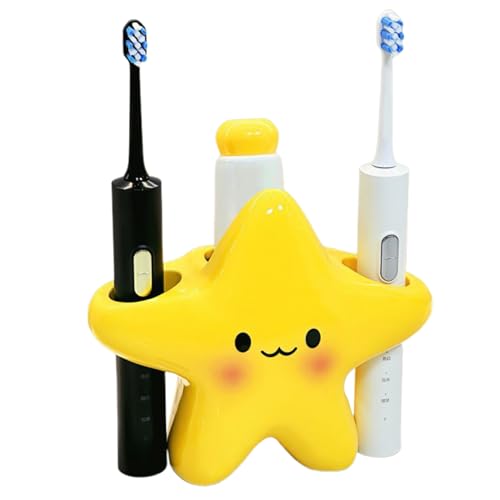 Soporte para cepillo de dientes – estrella antideslizante decoración de baño – Soporte para cepillo de dientes eléctrico de dibujos animados – para pasta de dientes, organización de afeitadora