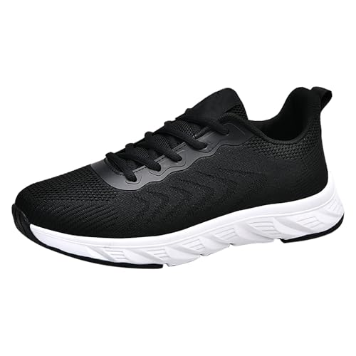 Zapatillas deportivas para hombre con pie ancho de malla, zapatillas de deporte para hombre, antideslizantes, transpirables, informales, deportivas, con suela plana, cómodas, informales, Blanco, 41 EU