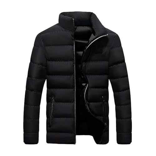 JEShifangjiusu Mens Water Resistant Puffer Jacket Windproof Insulated Overcoat Warm Winter Notched Collar Coat