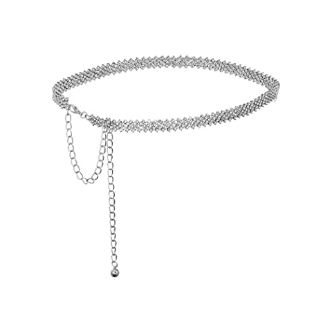 Sethexy Rhinestone Waist Chain Silver Crystal Belly Chain for Women and Girls Cover