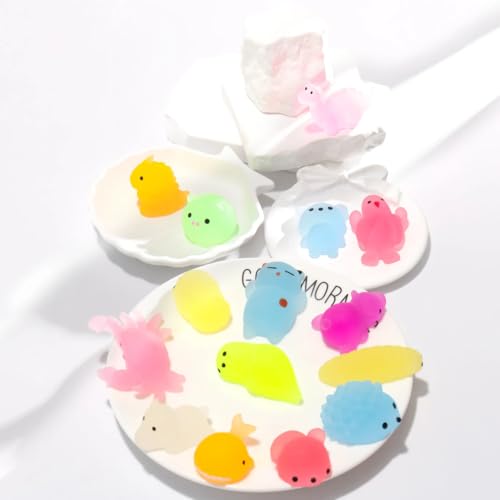 Image of Glow in The Dark Mini Squishy Animal Toys, Kawaii Stress Relief Mochi Squishies,, (30 Pieces)