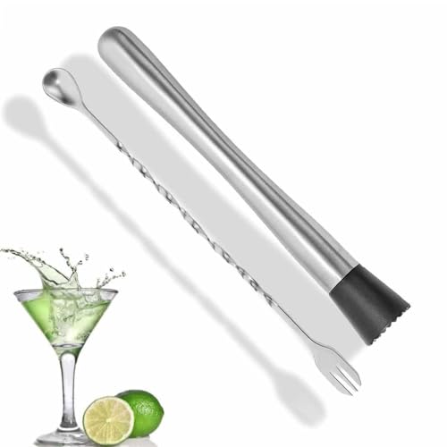 Stainless Steel Bar Tool Set Cocktail Muddler Wine Mixing Twist Double end Spoon Barware