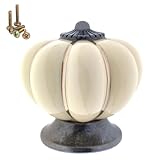 Wannianmu 5 Pack Vintage Ceramic Pumpkin Cabinet Knobs, Kitchen Cabinet Drawers Dresser Cupboard Pull Handles Door Pulls with 5 Kinds of Screws (Ivory White)