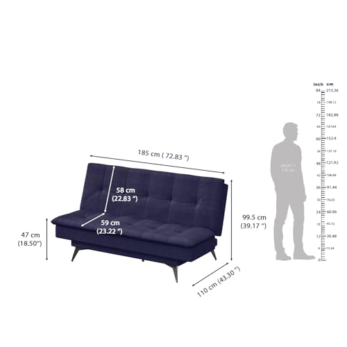 Image of Wakefit Flexia Sofa Cum Bed - Three Seater - Warpknit Series Blue
