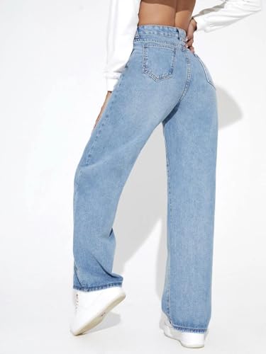 Image of GRECIILOOKS Baggy Jeans for Women | High Waist Wide Leg Stylish for Girls Trendy Women's Pant | Loose Jean for Women's | Jean for Womens