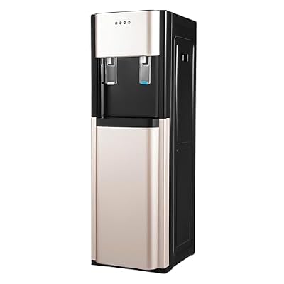 Bottom Loading Water Cooler Dispenser for 5 Gallon Bottles - Hot & Cold Water, Stainless Steel 5 Gallon Water Dispenser with LED Light for Home, Offices, Hotels, Kitchens (Gold)