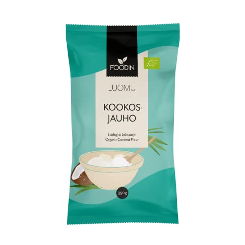 FOODIN Farine de Noix de Coco Bio 350 g – Finement Moulue & Riche en Fibres – Sans Gluten & Vegan – Idéale pour Pâtisserie, Smoothies et Recettes Low...