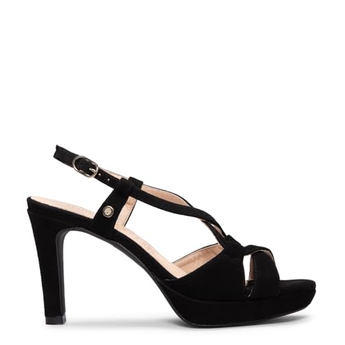 miMaO Sandalias de Fiesta con tacón Negro, EU 39