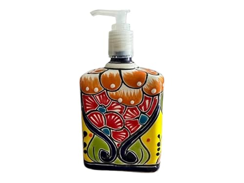 Talavera Soap Dispenser – Hand-Painted Mexican Pottery, Vibrant Ceramic Bathroom