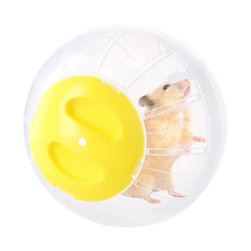 Roues d'exercice transparentes pour petits animaux - Boule d'exercice pour hamster, cochon d'Inde, gerbille et hérisson - 14,5cm - Jaune transparent