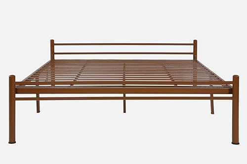 Image of Nivo Metal King Size Bed Without Storage | Wrought Iron Double Bed with Headboard & Footboard | Sturdy Powder Coated Platform Bed King Size Cot for BedroomLivingRoom Brown (75x72)