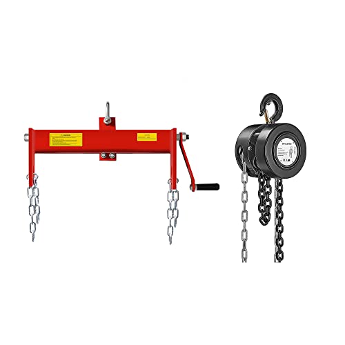 VIVOHOME Heavy Duty Steel 2 Ton / 4000lbs Engine Hoist Load Leveler Shop Crane Cherry Picker with 10 Feet Manual Hand Chain Block Hoist