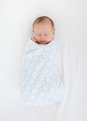 Image of SwaddleDesigns Large Receiving Blanket, Ultimate Swaddle for Baby Boys, Softest US Cotton Flannel, Best Shower Gift, Made in USA, Sterling Mod Circles on Sunwashed Blue (Mom's Choice Award Winner)