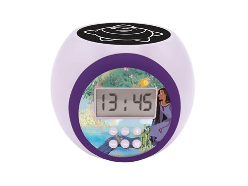 Lexibook, Disney Wish, Réveil-projecteur avec Fonction Alarme et répétition Snooze, veilleuse avec minuterie, écran LCD, à Piles, RL977WI