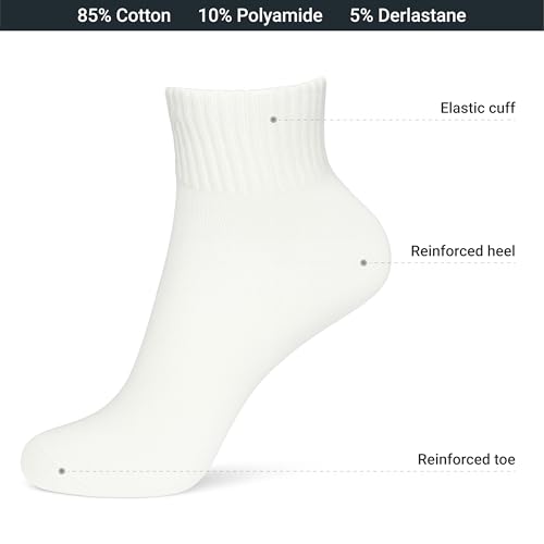 Women’s Cotton Ankle Socks 6 Pairs Size 6-10 All-White Soft Breathable Durable Everyday Socks for Sports Work Fitness Casual Wear3