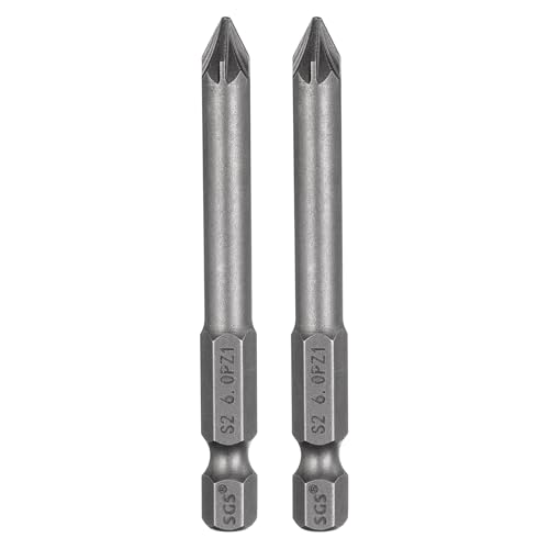 sourcing map 2pcs PZ1 Screwdriver Bit 1/4" Hex Shank 65mm/2.56" Length Magnetic Phillips Slotted Hex Bits S2 Steel Screw Driver Bit Industrial Grade Electric Hexagon Drill Bits