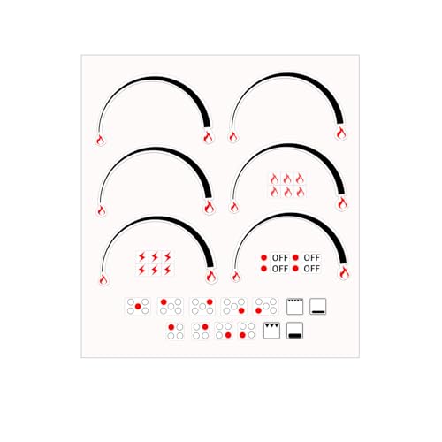Flame Indicators Ring Stove Sticker Decal 3Pcs Flame Indicators Ring Stove Labels Oven Replacement Adhesive knob Symbols for Burner Cooktop Bumper Cooktop Hob Cooker Top Markings (red)