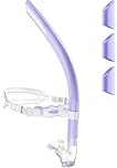 CAPAS Training Swim Snorkel for Lap Swimming, Ultimate Fit Center-Mount Swimmers Snorkel with Liquid Silicone Mouthpiece Adjustable Strap Swivel Headband, Designed for Adult Men Women (Purple White)