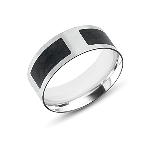 Bague noire en acier 316L satiné pour homme et femme